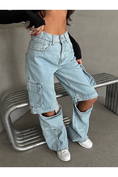 DENİKK KTrend Design special, picior lat, potrivire confortabilă, buzunar cu burduf, genunchi deschis, pantaloni palazzo