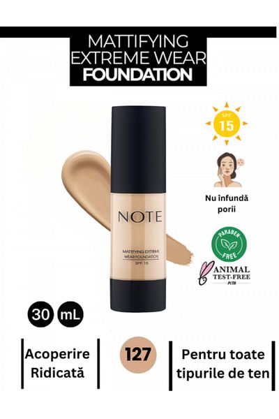NOTE Mattifying Extreme Wear Foundation with High Coverage, Matte Finish and SPF 15 127 Pure Beige