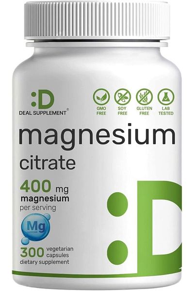 DeaL Supplement Magnesium Citrate 400 mg Per Serving, 300 Veggie Capsules
