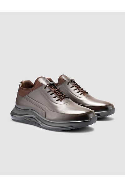 Cabani 100% Genuine Leather Brown Lace-Up Men's Casual Shoes