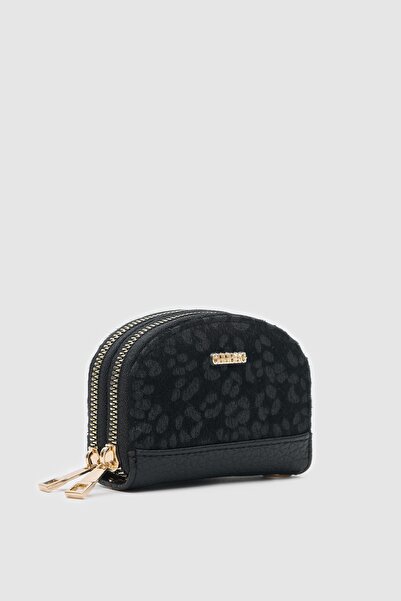 OLLBAG Jefece Siyah Leopar Desen Çanta Cüzdan
