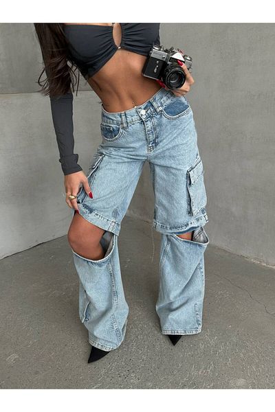 DENİKK KTrend Design special, picior lat, potrivire confortabilă, buzunar cu burduf, genunchi deschis, pantaloni palazzo