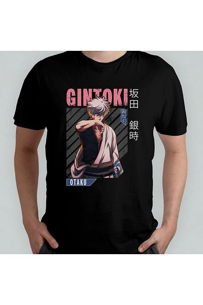 Pixxa Gintama Gin Tama Gintoki Sakata Unisex 100% βαμβακερό μπλουζάκι με λαιμόκοψη μοντέλο 4