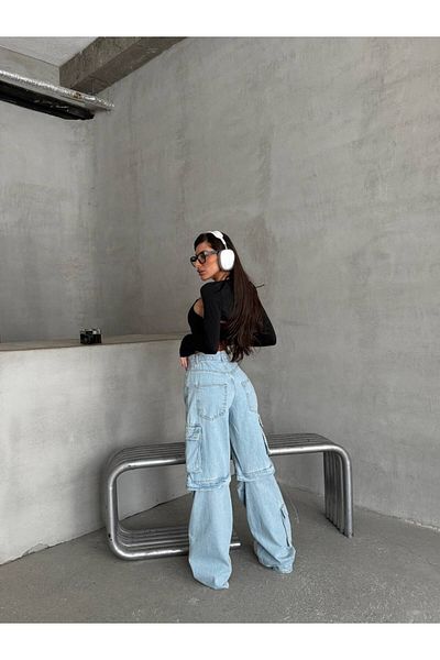 DENİKK KTrend Design special, picior lat, potrivire confortabilă, buzunar cu burduf, genunchi deschis, pantaloni palazzo
