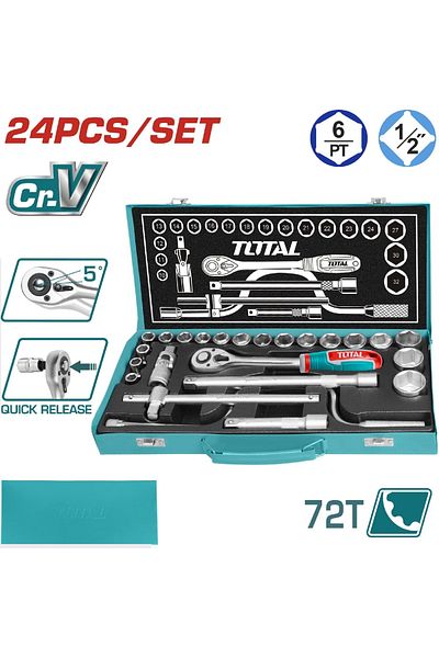 TOTAL 24PCS 1/2" Socket Set