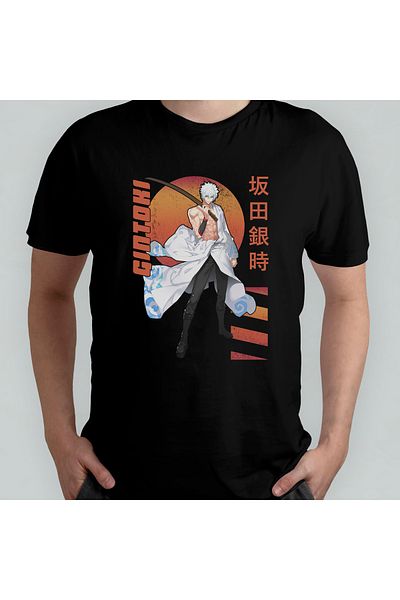 Pixxa Gintama Gin Tama Gintoki Sakata Unisex 100% βαμβακερό μπλουζάκι με λαιμόκοψη μοντέλο 6