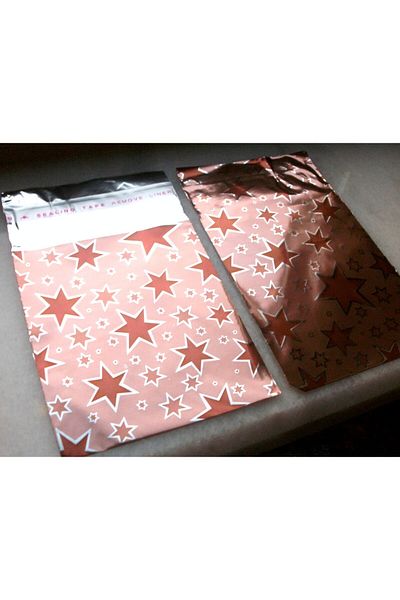 morlalem m 100 Pieces Star Printed Orange Metalized Banded 10cm Gift Bag, Jewelry Engagement Mevlüt Henna Package