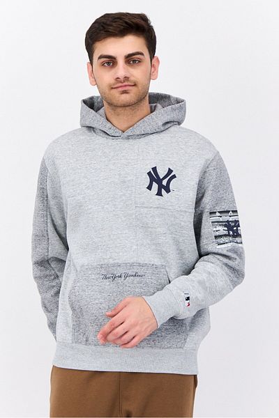 Champion X Mlb Men Sportswear Fit Long Sleeve Outdoor Hoodie, Heather Grey
