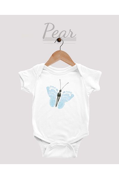 Pear Wear Footprint Printed Baby Bodysuit 100% Cotton Baby Boy Bodysuit