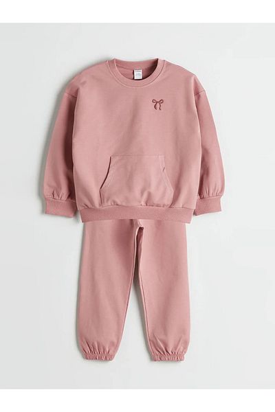 LC Waikiki Lcw Kids Pink Basic Girl's Sweatshirt and Sweatpants 2-Piece