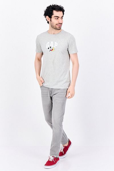 GAP X Disney Men Crew Neck Short Sleeves Graphic Print T-shirt, Grey