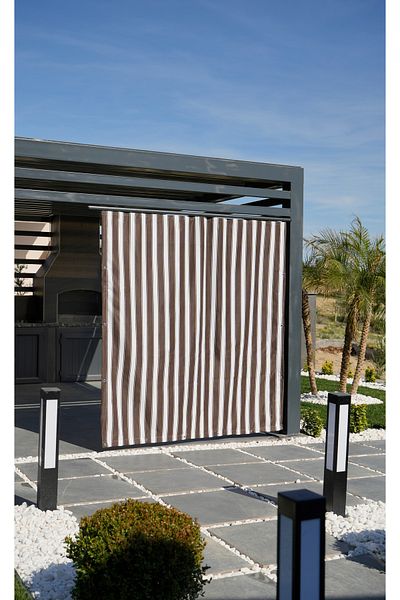 ALTINPAMUK Elite Balcony Curtain - Enxboy Optional Eyelet Balcony Tarpaulin (Brown White) Ty901-2