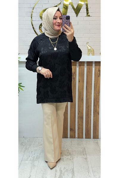Meryemce Butik Jacquard Satin Tunic