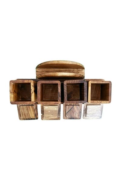hanartz Handmade Walnut Wood Spice Rack and Napkin Holder Set Natural, Stylish and Durable Design