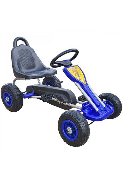 KidsCare Kart cu pedale pentru copii, culoare albastru, frana de mana, pentru 3-6 ani, roti gonflabile