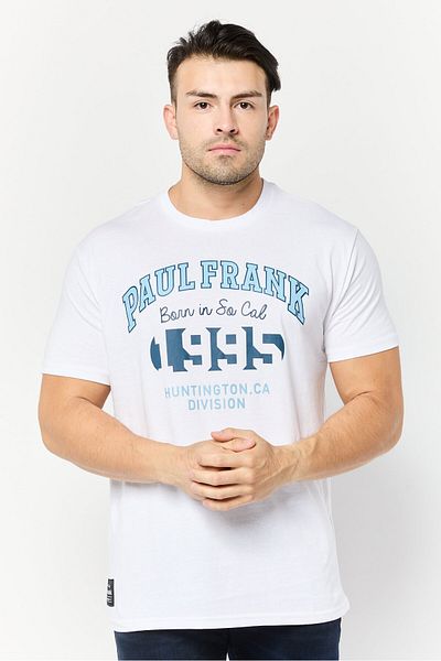 PAUL FRANK Men Crew Neck Short Sleeves Graphic Print T-shirt, White