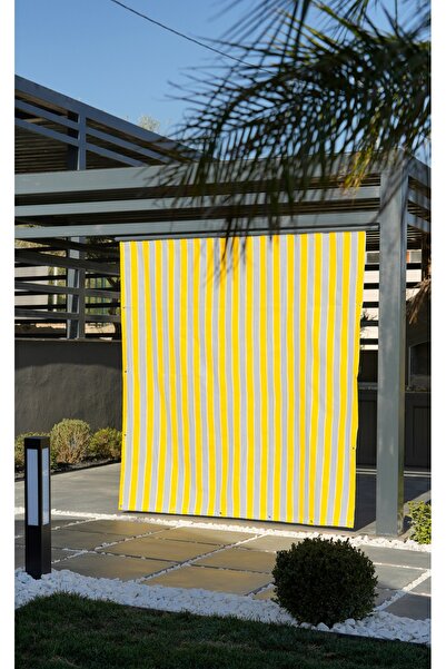 ALTINPAMUK Elit Balkon Perdesi Enxboy Seçenekli Kuşgözlü Balkon Perdesi-balkon Brandası Sarı Gri Ty901