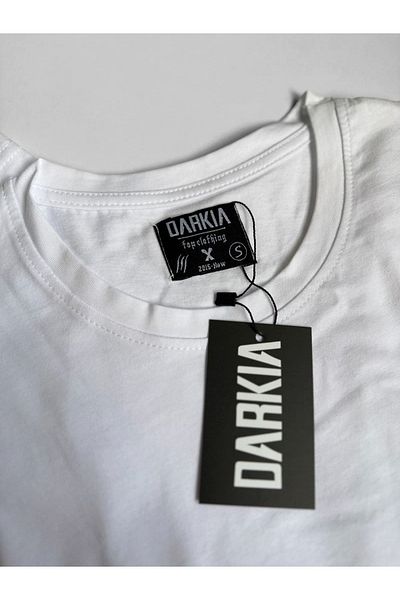 Darkia Cat Cat Printed Crew Neck Regular Fit White T-Shirt T-Shirt