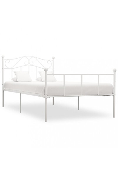 Generic سرير مزدوج معدني متين بتصميم انسيابي عصري 180×200 سم أبيض