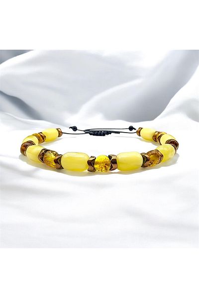 İKİZLER DOĞAL TAŞ Baltic Drop Amber and Beirut Amber Bracelet