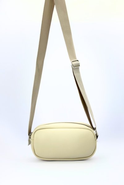 Bersia Cream Single Zipper Compartment Adjustable Cross Strap Women's Mini Urban Shoulder Bag