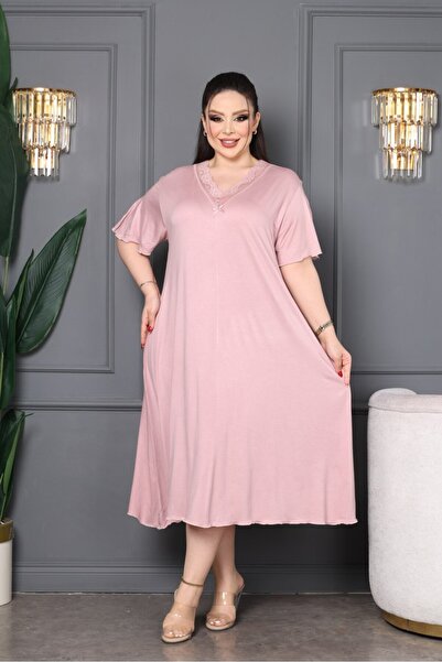 şuranur Λεπτομέρεια δαντέλας με λαιμόκοψη από μπαμπού Φόρεμα μεγάλου μεγέθους 6XL