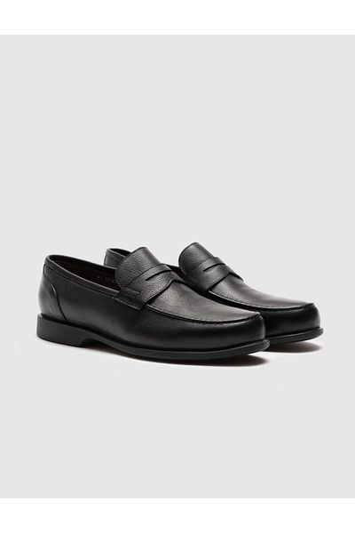 Cabani Genuine Leather Black Men's Loafer Shoes