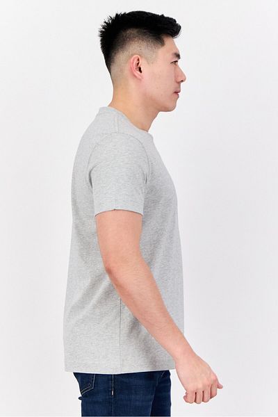 Esprit Men Crew Neck Short Sleeve Brand Logo T-Shirts, Heather Grey