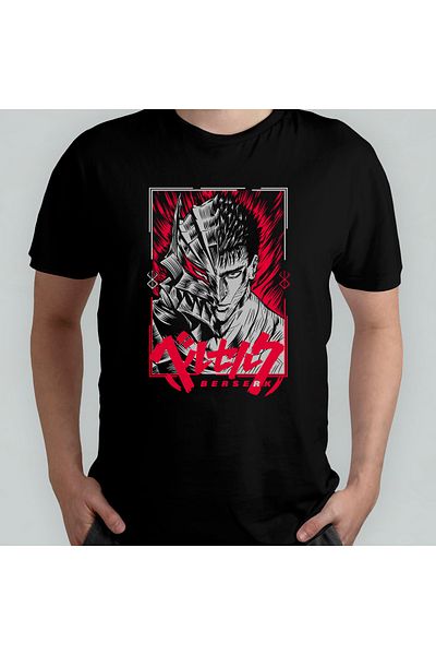 Pixxa Berserk Anime Manga Unisex 100% βαμβακερό μπλουζάκι με λαιμόκοψη μοντέλο 5