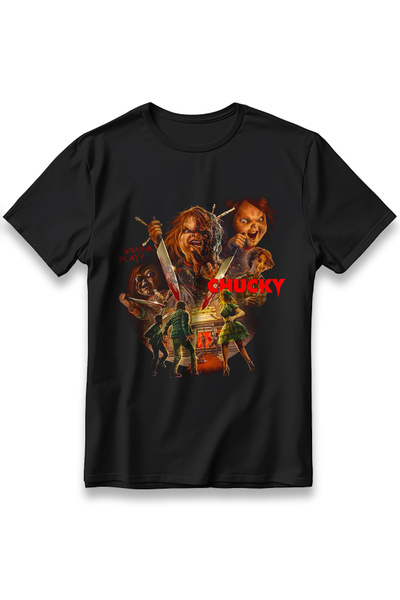 EZG Business Tricou model Chucky Wanna Play, unisex, 100% bumbac, confortabil...
