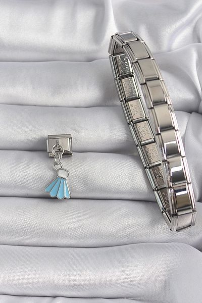 STOREMAX 316L Steel Silver - Blue Dangle Dress Model Nomination Charm