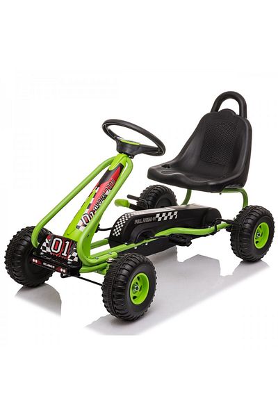 KidsCare Pedal go-kart for children, green color, handbrake, for 3-6 years, adjustable seat