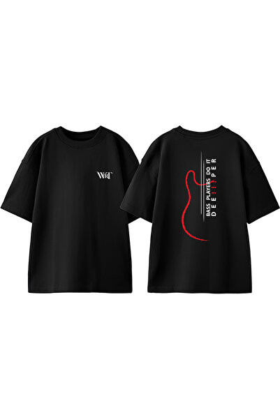 THEWERT Life Is Short Live It Design Μπλουζάκι με στάμπα βαμβακερό μαύρο oversize