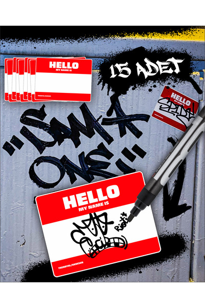 Hello My Name is Sticker 15'li