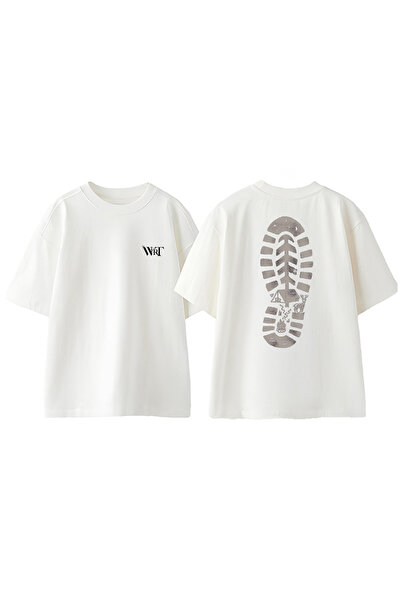 THEWERT Dizajn otiska nazad Štampano Pamuk Bela Oversize kroj T-shirt