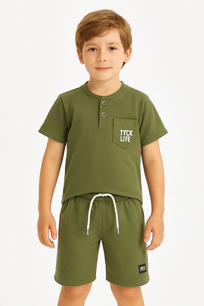 DUBAİ ÇOCUK Boy's Printed Shorts Combed Cotton Suit