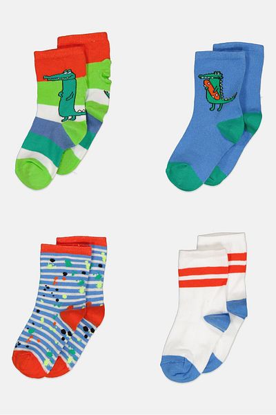 RBX Kids Boy 4 Pair Yarn Dye Crew Socks, Multicolor