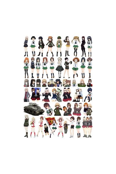 Ororabutik 51Pcs Girls Und Panzer Anime Sticker Set - Sticker Set Sketchbook