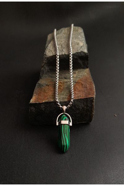BSN Store Natural Malachite Stone Necklace Accessory
