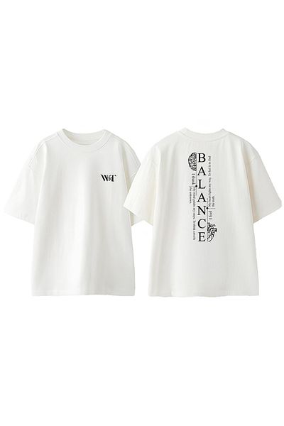 THEWERT Μπλουζάκι Balance Design Back Printed Βαμβακερό Λευκό Oversize