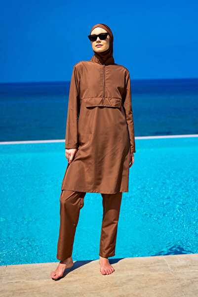 Riva Mera Andalus Full Covered Hijab Μαγιό A2503-3 Καφέ