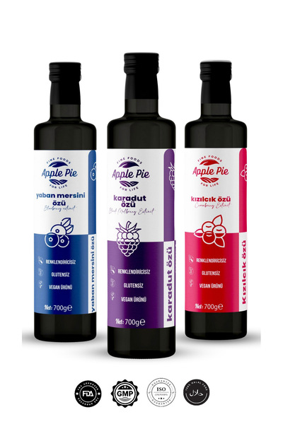 applepiefoods Yaban Mersini Özü + Karadut Özü + Kızılcık Özü
