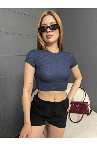 Butik Merrline Kızvyuzda Gagari Тканина Зручний Лікра Біций Комір Кроп Топ