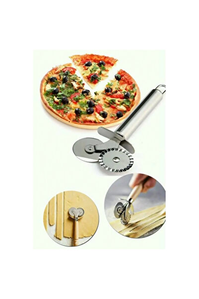 Çift Başlıklı Pizza Hamur Bıçağı Paslanmaz Çelik