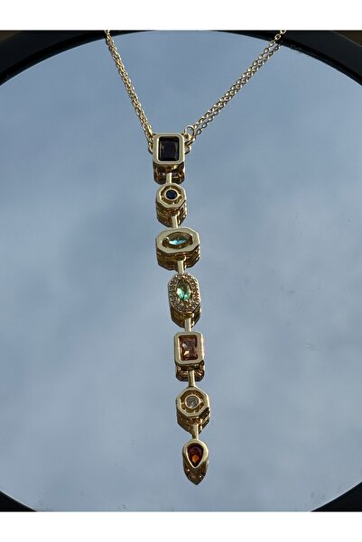 luvela قلادة Y ذهبية متعددة الألوان من حجر السبعة عناصر