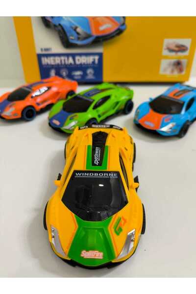 KİNKU Sürtmeli Renkli Drift atan çılgın 5 tekerlekli yarış arabası eğlenceli akrobat araba 16x4 cm