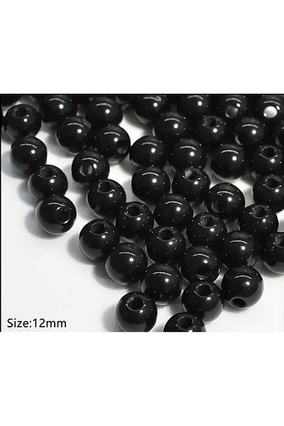 yiğit aksesuar 12 mm 50Pcs Polyester Black Pearl Beads Bracelet Necklace Jewelry Making Materials