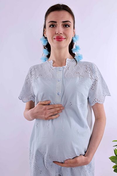ByLohusa Set de pijama de maternitate Effortt Blue Scallop