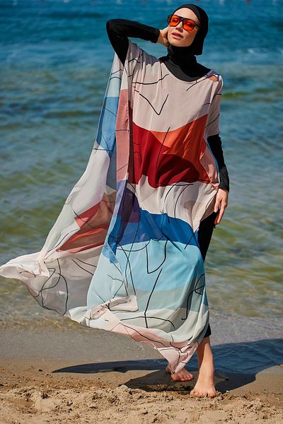 Marina Swimwear Colorful Striped Pareo Caftan - P2340