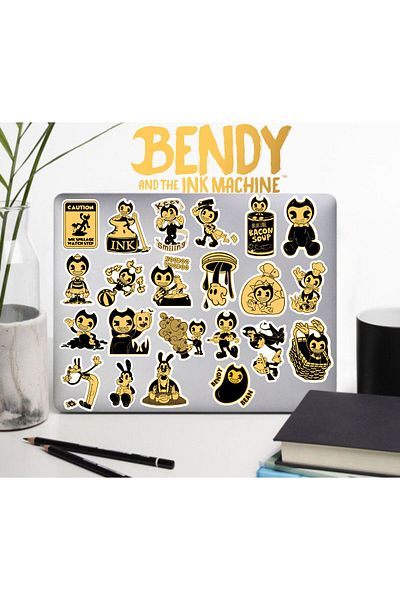 hediyenebak Bendy Ink Machine Sticker Set - Laptop Agenda Pc Tablet Phone Notebook Sticker